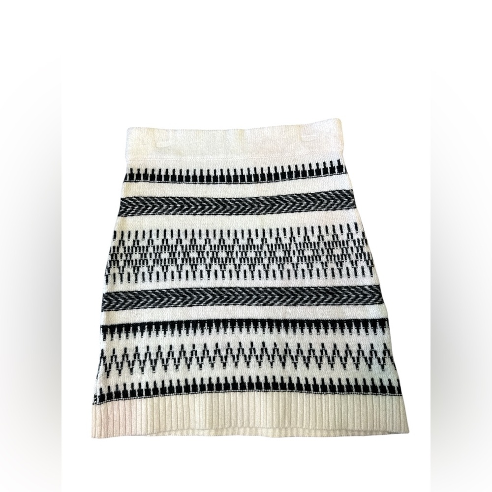 LOFT Black and White Ribbed Mini Pencil Skirt